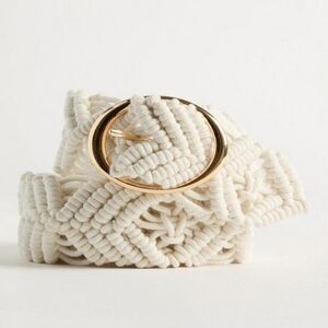 NWOT Torrid Cream Crochet Denim Belt with Gold Oval Buckle